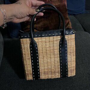 Stylish Black and Tan Woven Mini Bag